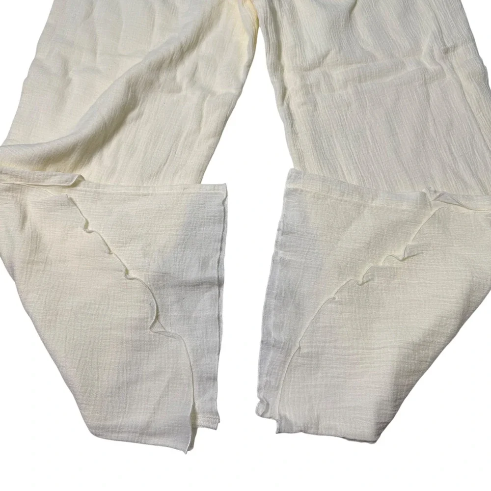 Soft Surroundings La Marche Guaze Pants Natural Women's Size M Wide Leg Cotton - Picture 7 of 8